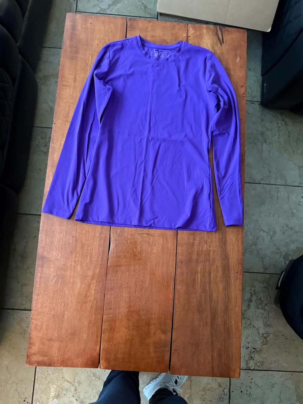 Figs Ribbed Long Sleeve Top in digital grape Bold Purple